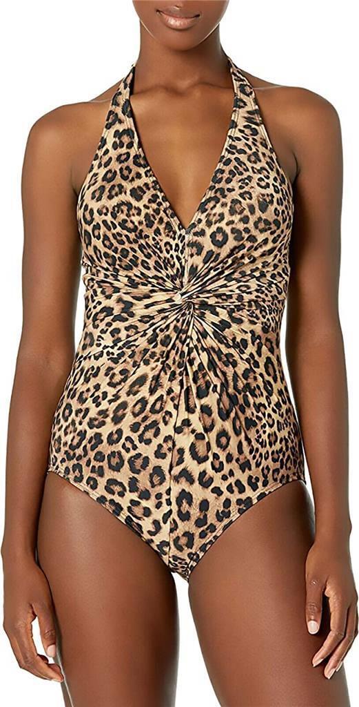 U.S. Polo Assn. Women's Standard Jewel Halter Twist One Piece Black Multi 16/40D